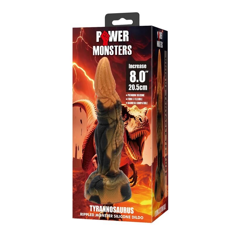 POWER MONSTERS - TYRANNOSAURUS BICOLOR FANTASY SILICONE DILDO 20.5 CM Ø 5 CM