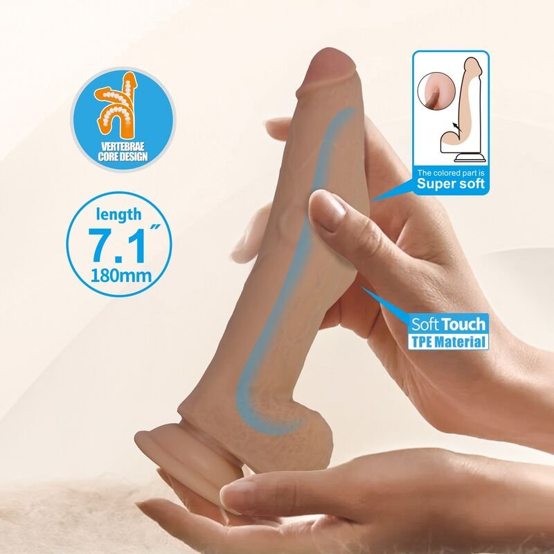 PRETTY LOVE - ELLCUMENT REALISTIC FLEXIBLE DILDO 18 CM Ø 4.5 CM TPE NATURAL