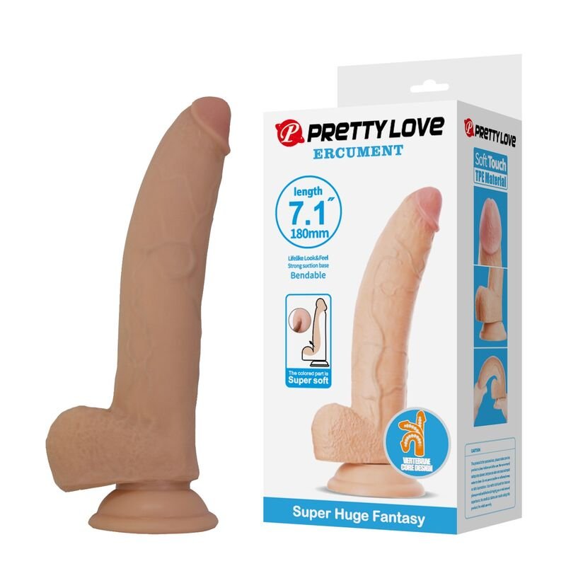 Pretty Love - Ellcument Realistic Flexible Dildo 18 Cm ø 4.5 Cm Tpe Natural