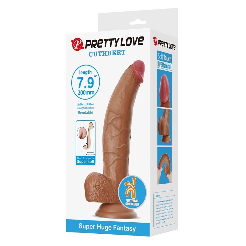 PRETTY LOVE - CUTHBERT REALISTIC FLEXIBLE DILDO 20 CM Ø 5 CM TPE BROWN