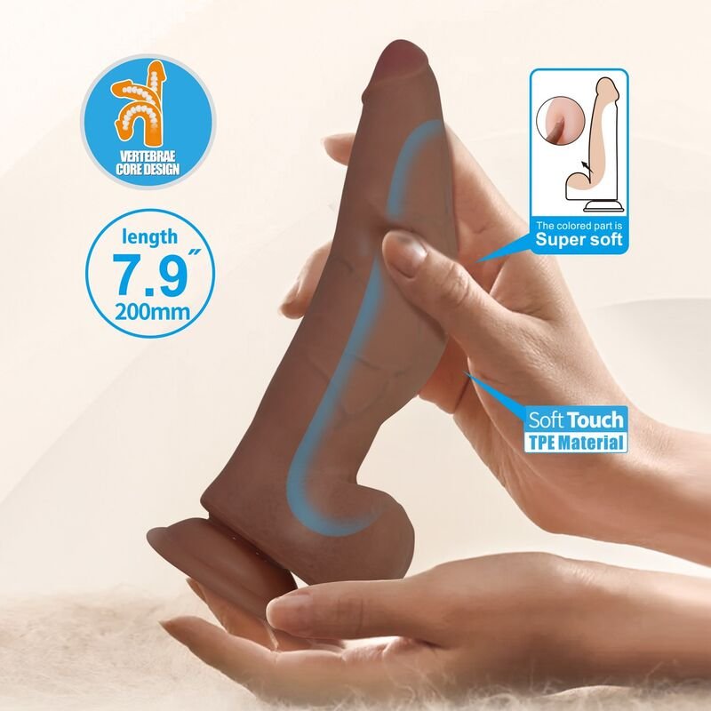 PRETTY LOVE - CUTHBERT REALISTIC FLEXIBLE DILDO 20 CM Ø 5 CM TPE BROWN