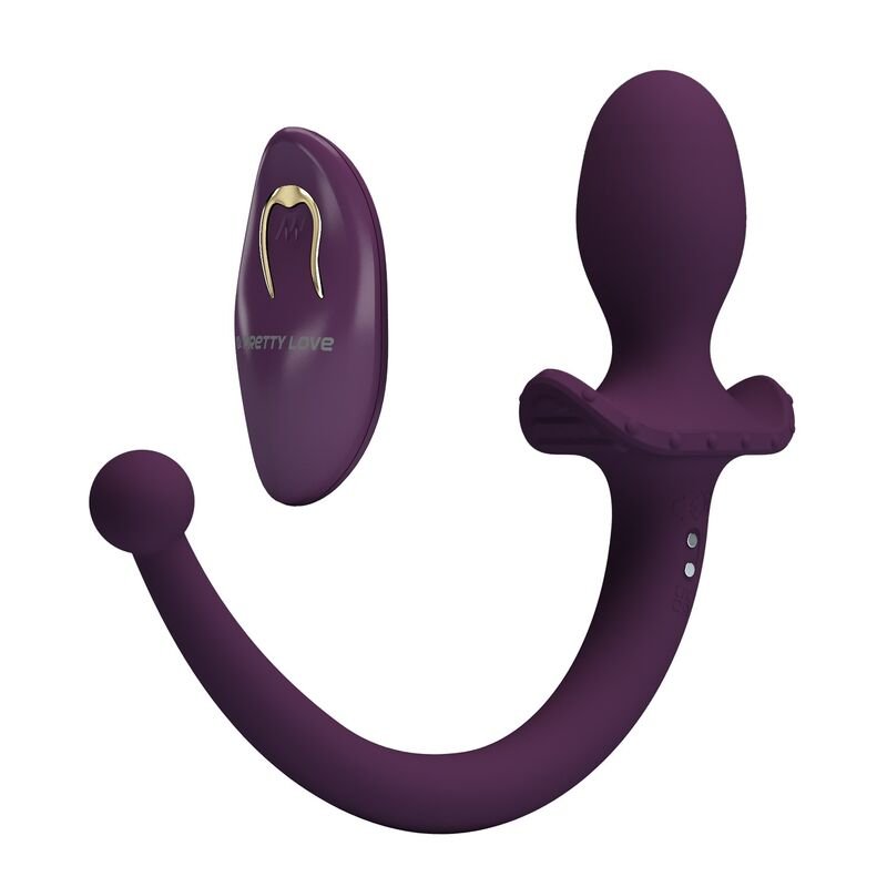 PRETTY LOVE - LIOEA VIBRATING ANAL PLUG WITH TAIL 12 FUNCTIONS PURPLE REMOTE CONTROL ANAL TOYS