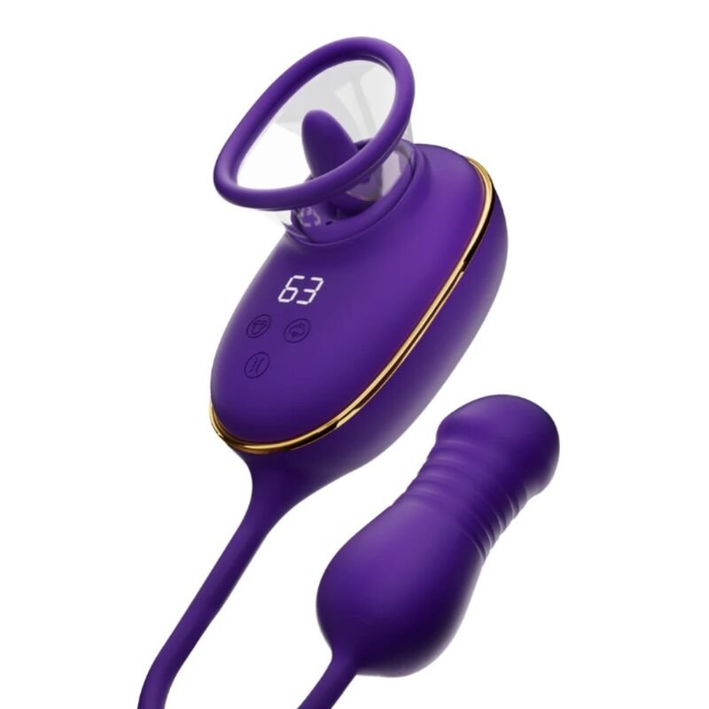 SHE.E.O - CLITORAL SUCTION TOOL WITH LICKING EFFECT AND PURPLE ANAL STIMULATOR She.E.O