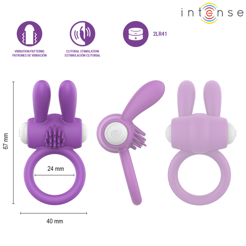 INTENSE - HOPPS VIBRATING PENIS RING WITH CLITORAL STIMULATION PURPLE