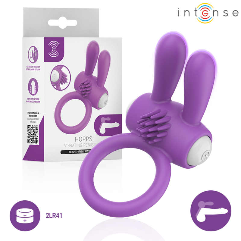 INTENSE - HOPPS VIBRATING PENIS RING WITH CLITORAL STIMULATION PURPLE INTENSE FOR HIM