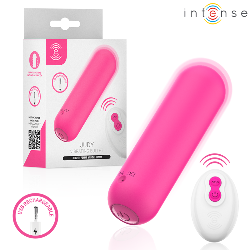 INTENSE - JUDY RECHARGEABLE VIBRATING BULLET WITH REMOTE CONTROL PINK INTENSE REMOTE CONTROL