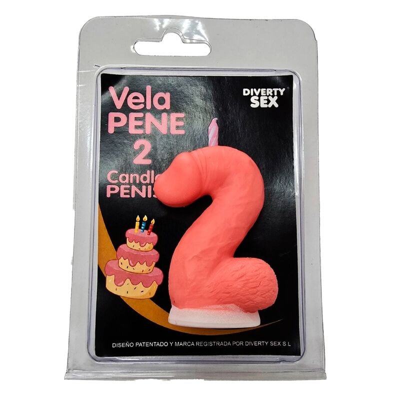 DIABLO PICANTE - PENIS CANDLE IN THE SHAPE OF THE NUMBER 2 PINK COLOR
