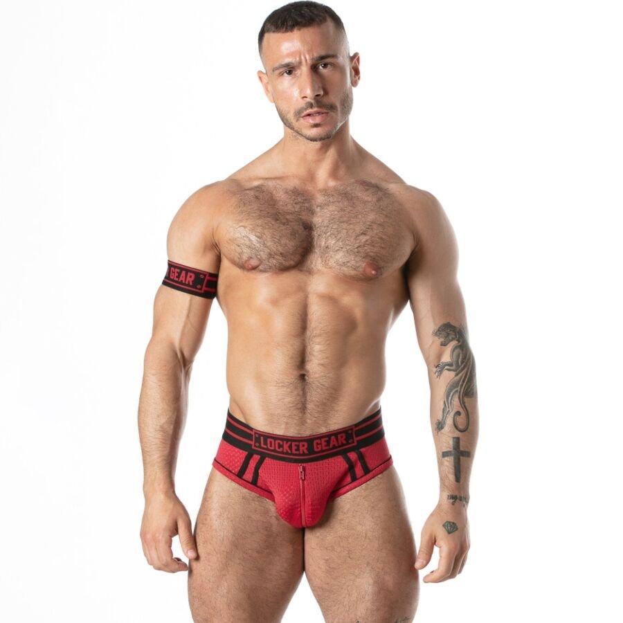 LOCKER GEAR - SPORT MESH JOCK BRIEF RED XL LOCKER GEAR