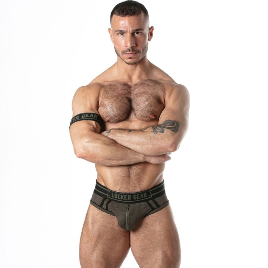 LOCKER GEAR - SPORT MESH JOCK BRIEF KHAKI M LOCKER GEAR