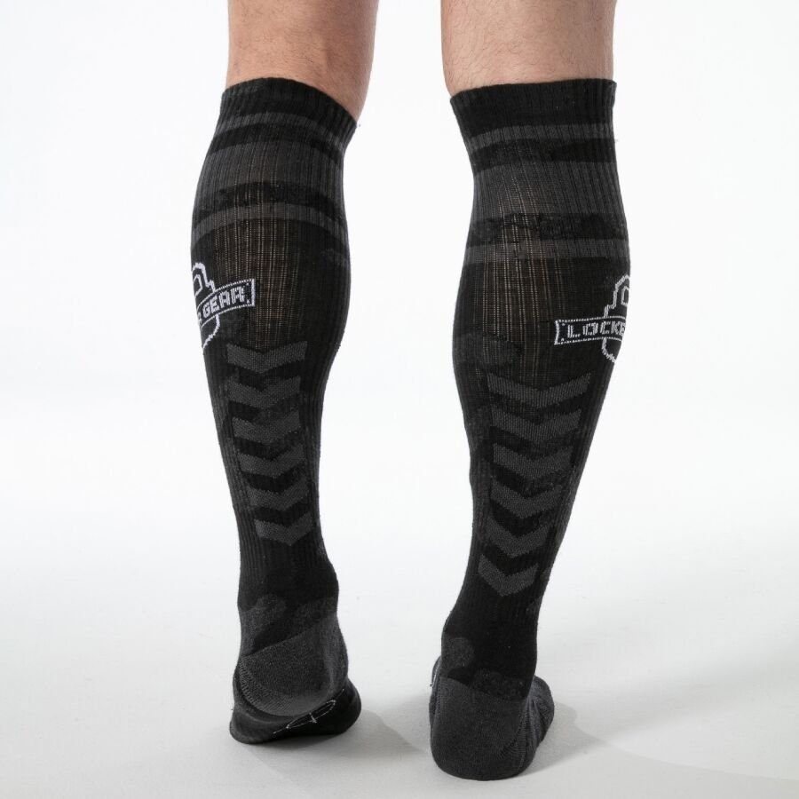 LOCKER GEAR - FULL MILITARY KNEE HIGH SOCKS BLACK ONE SIZE