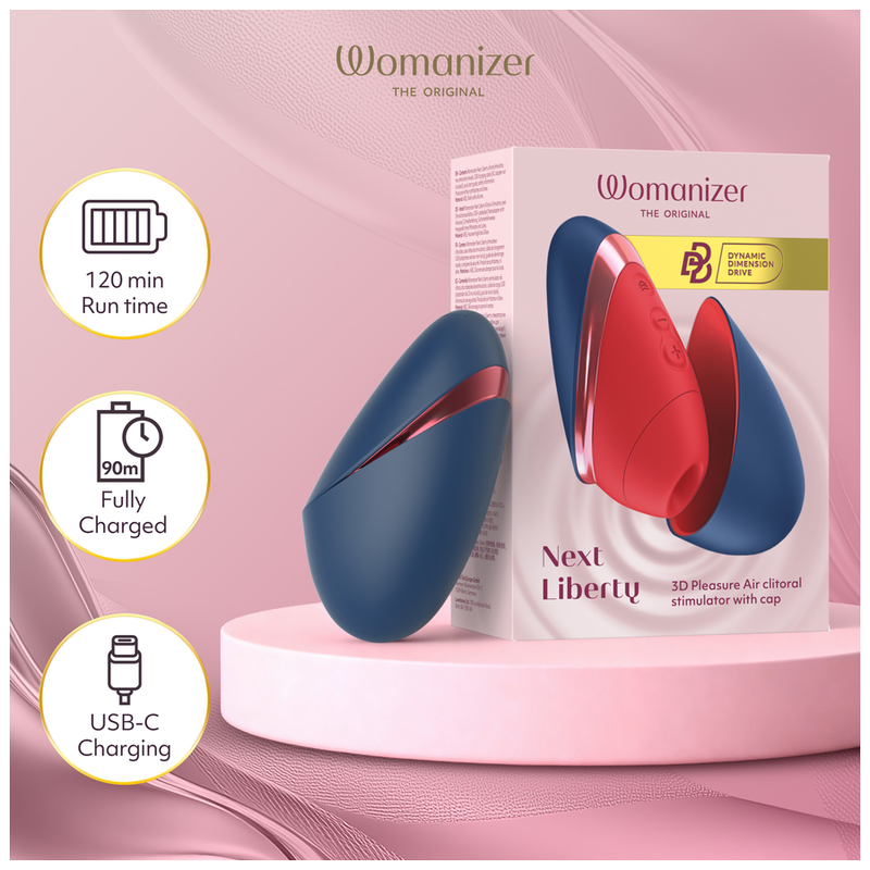 WOMANIZER - NEXT LIBERTY 3D PLEASURE AIR CLITORAL STIMULATOR BLUE/RED