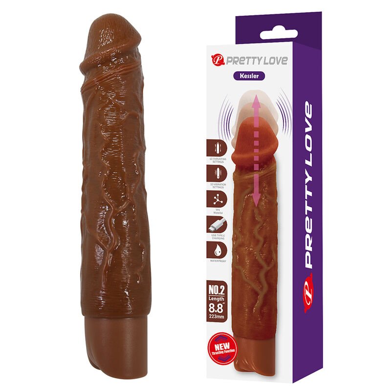 Comprar Pretty Love - Kessler Realistic Vibrating Dildo With 10 Vibration Modes And 10 Throws, 22 Cm, Brown