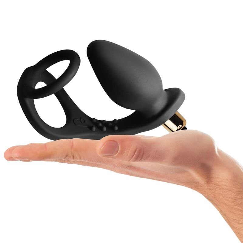 ROCKS-OFF - RO-ZEN PROSTATE VIBRATOR WITH DUAL RING 7 SPEEDS ONYX BLACK