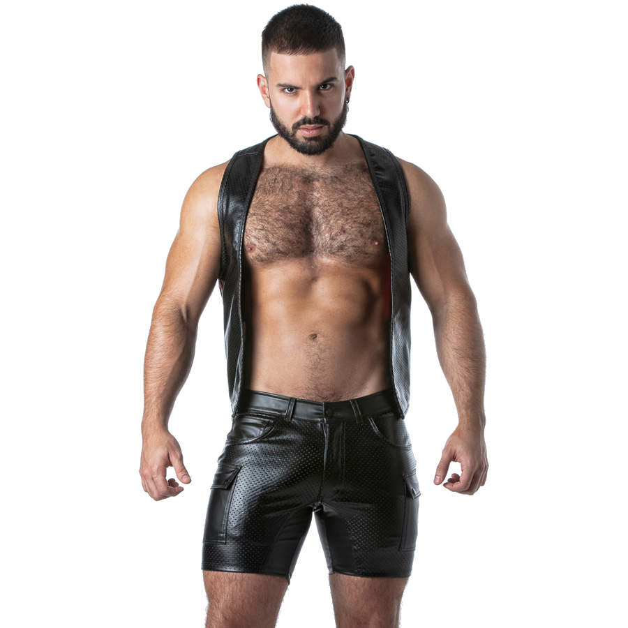 Locker Gear - Punch Hole Leatherette Vest Red S