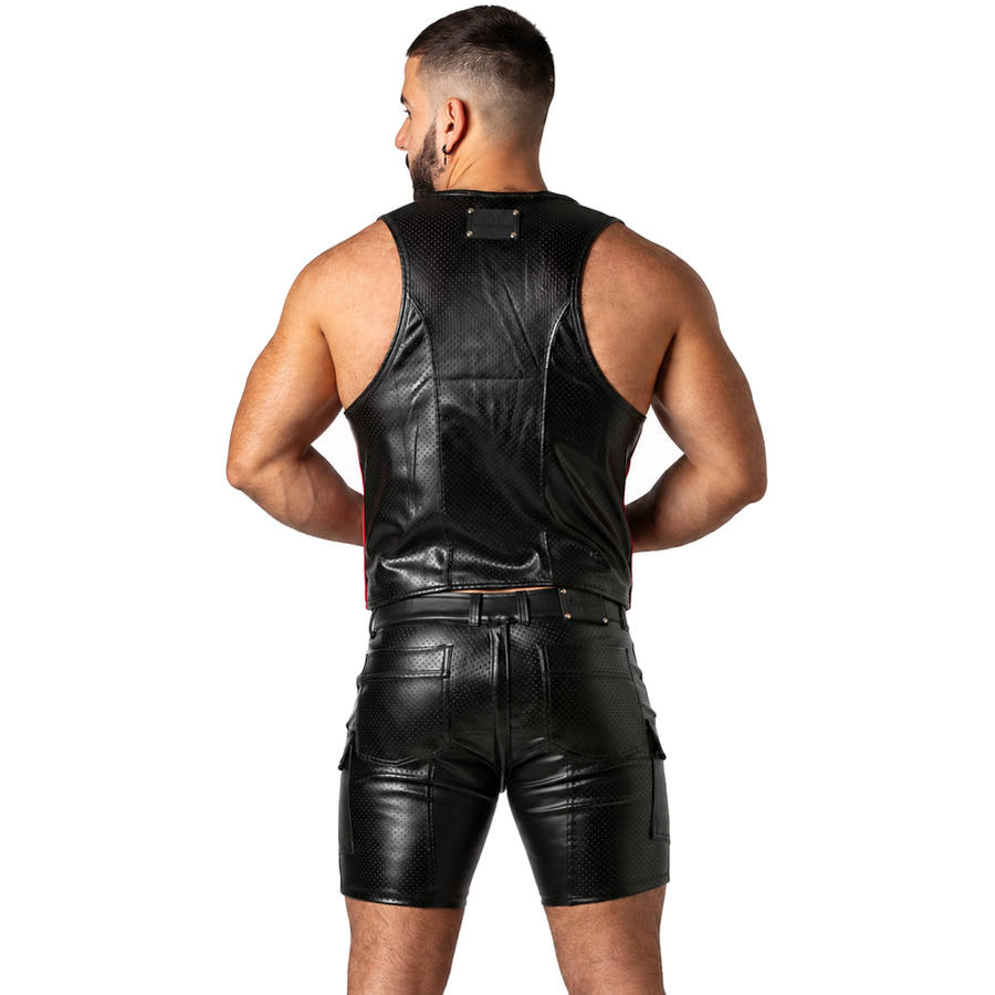 LOCKER GEAR - PUNCH HOLE LEATHERETTE VEST RED XL