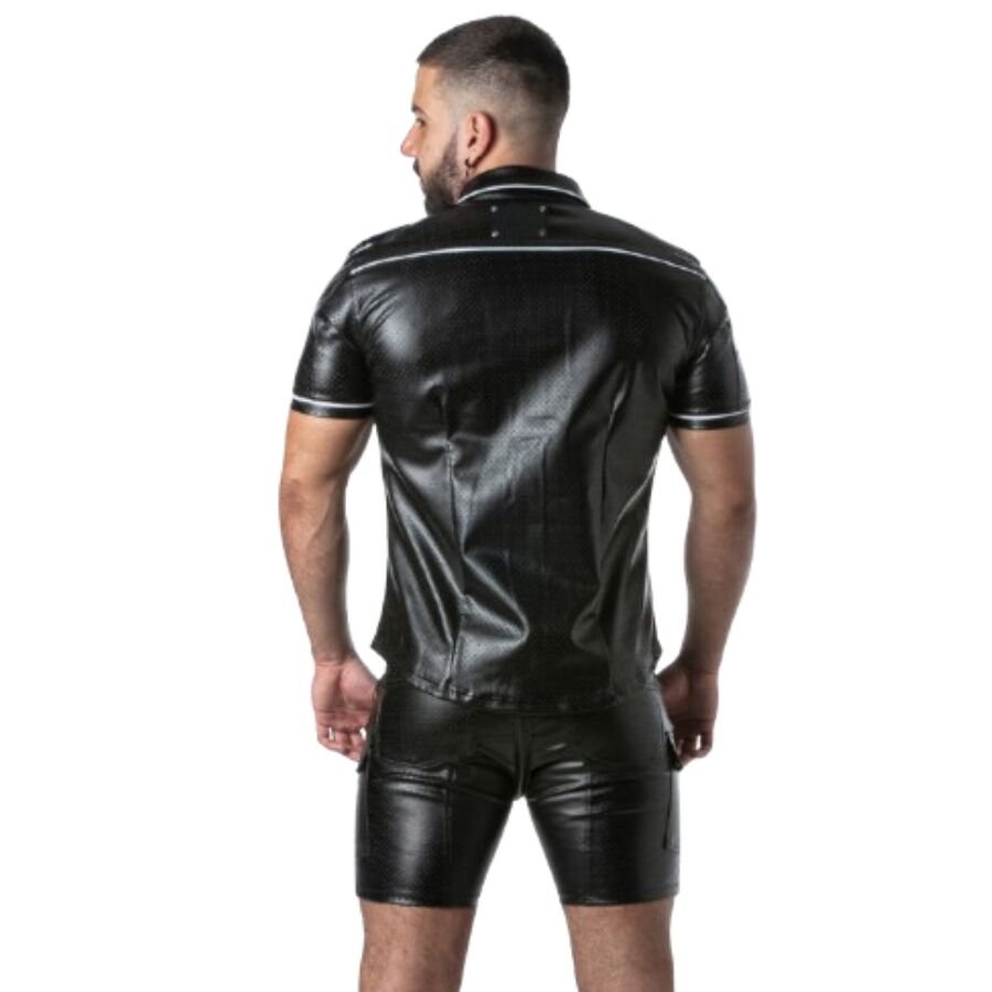 LOCKER GEAR - PUNCH HOLE LEATHERETTE SHIRT WHITE L