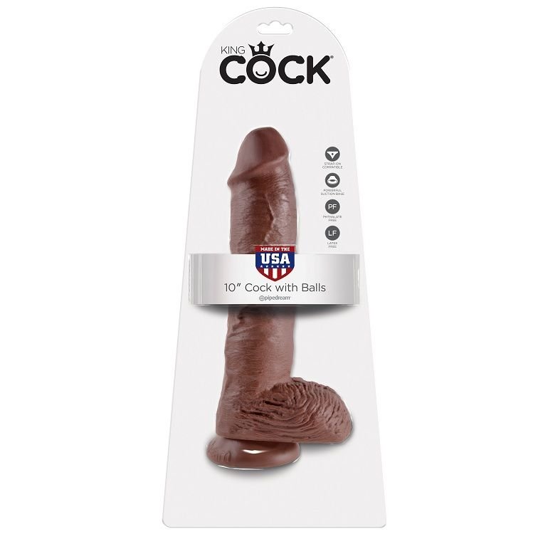 KING COCK - 10 PENE REALÍSTICO MARRÓN 26.5 CM KING COCK
